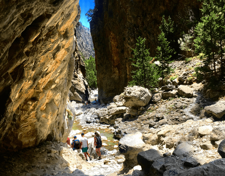 A scenic hike down the Samaria Gorge in Crete.