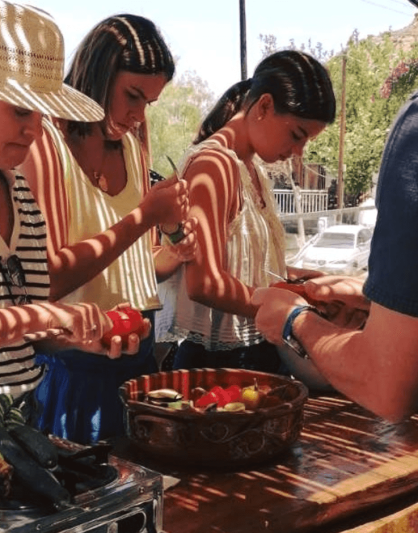 Cooking workshop outdoors Cretan recipes