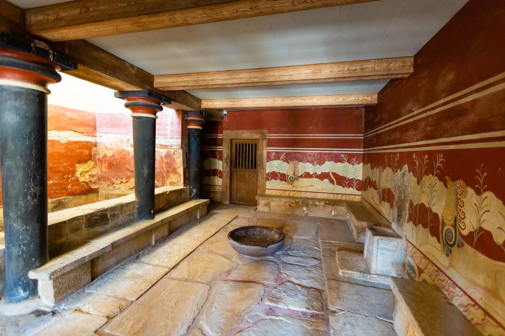 View of the ruins in Knossos Palace in Heraklion, Crete