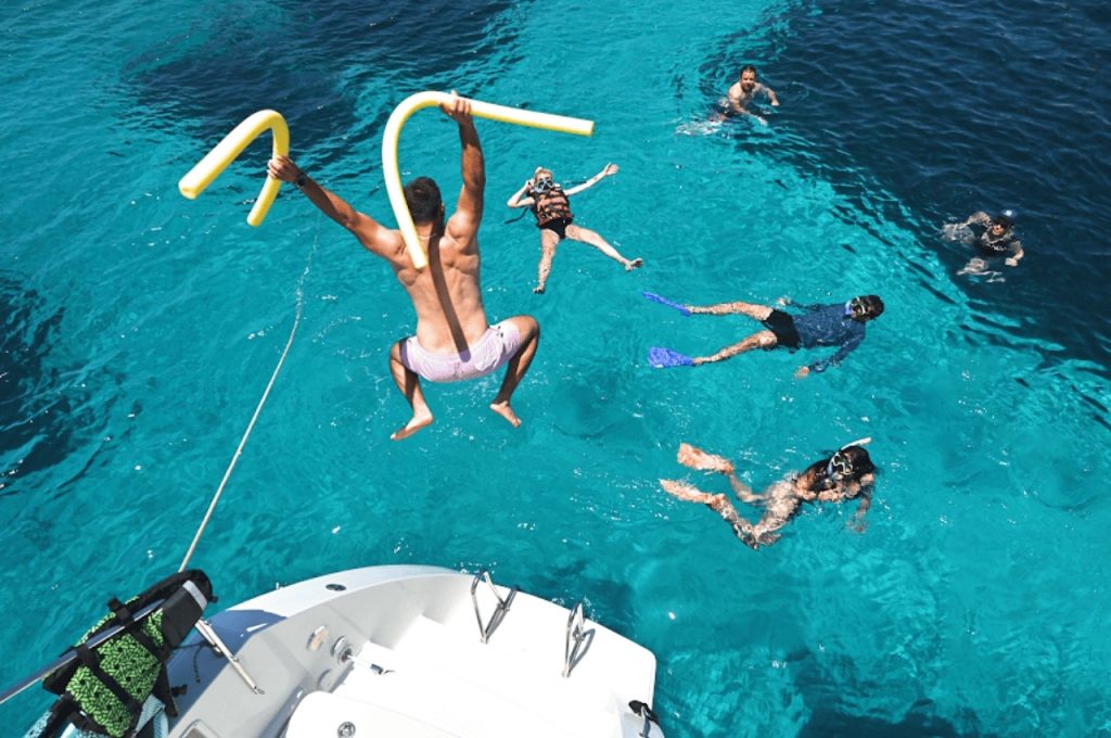 catamaran in crete swimming and snorkeling - PA